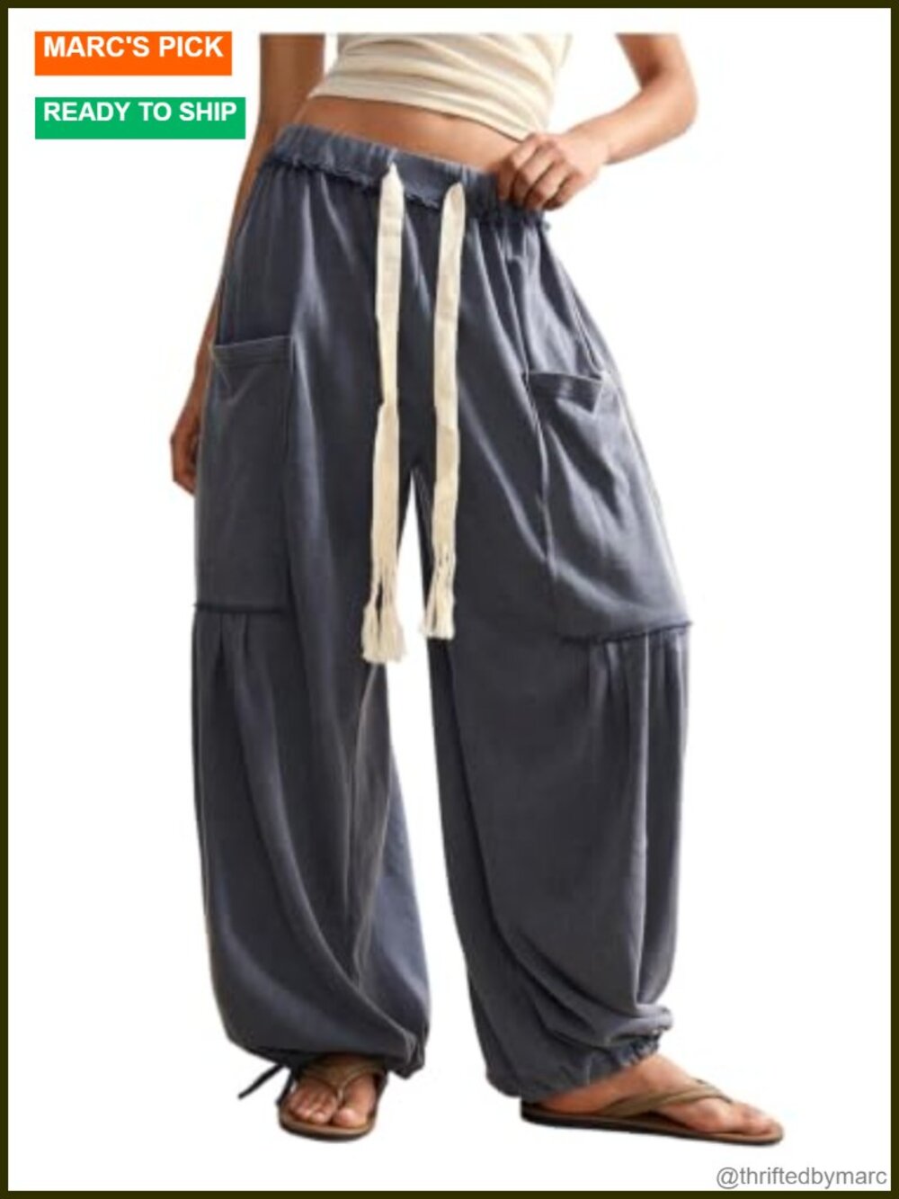 Women's Baggy Boho Harem Pants Wide Leg Drawstring Sweatpants with Pockets